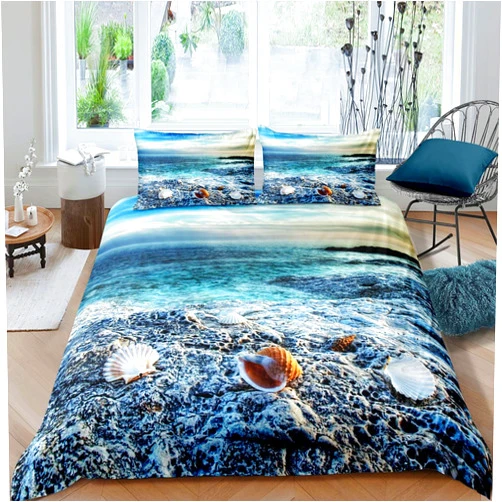 Erosebridal Beach Duvet Cover King Size Blue Ocean Sea Comforter Cover for Kids Boys Teens Men Hawaii Reef Printed Bedding Set Coastal Nature Theme Bedspread Cover Breathable Decorative Room