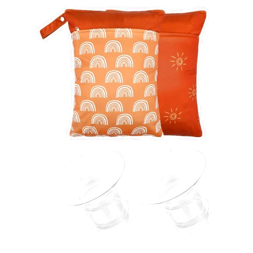 Smarbore 2 Pack Wet Dry Bags for Baby Cloth Diapers&Breast Pump Parts & 2PCS Flange Insert 21mm