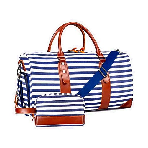 Oflamn Canvas Weekender Bag Large Overnight Bag for Women 47L/21'' Travel Duffel Bag with Shoes Compartment with Toiletry Bag for Travel Business Sport Getaways