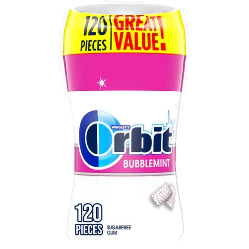ORBIT Gum Bubblemint Sugar-Free Chewing Gum Bulk Pack, 120 ct Bottle, Bulk