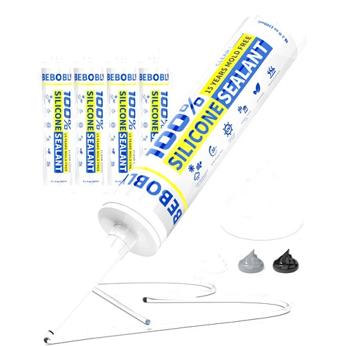 BEBOBLY Silicone Caulk & Sealant Clear, 100% Waterproof Silicone Sealant, Shrink & Crack Proof, Silicone Caulking for Kitchen, Bathroom, RV, Interior & Exterior Use, 10.2 FL. OZ/300ML, 4 Pack