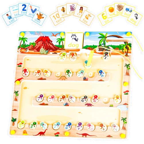 Mokasakiso Magnetic Alphabet Maze Letter Puzzle - Montessori & Sensory Toys for Boys Girls 3 4 5 6 Years Old, Alphabet Learning & Education Toys, Magnetic Letters, ABC Toys, Gifts for Toddlers