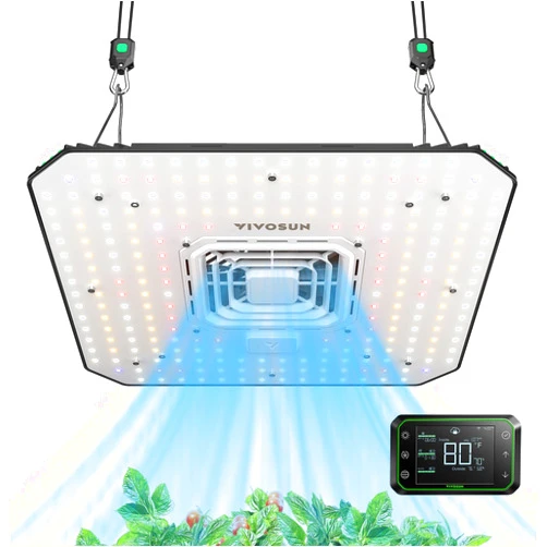 VIVOSUN AeroLight A100, Tunable Spectrum, LED Grow Light 100W with Integrated Circulation Fan & Growhub Controller E42A, Samsung LM301B Diodes, Compatible with App & E25, 2 x 2 Ft. Coverage