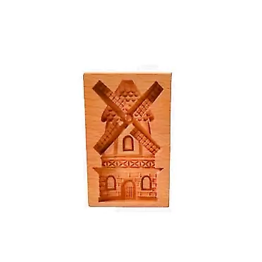 LIANGCHEN Wooden Cookie Mold Biscuit Stamps, Delicate Carved Kitchen Cookie Cutter Handmade Flower Pine Cones Baking Mold for Muffin Mooncake Biscuit(Windmill)