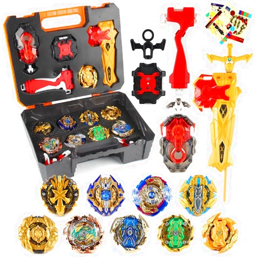 Daoyehsy Bey Battle Top Blade Burst Metal Fusion Set, 9 Spinning Tops 3 Launchers Combat Battle Toy with Portable Storage Box Gift Ideas for Kids Ages 6 8 10 12+