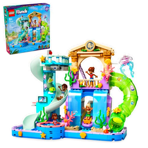 LEGO Friends Heartlake City Water Park Summer Toy Building Set for Kids, Creative Play for Girls and Boys Ages 8 Years and Up, Includes 3 Mini Dolls, a Micro Doll, 3 Water Slides and Whirlpool, 42630