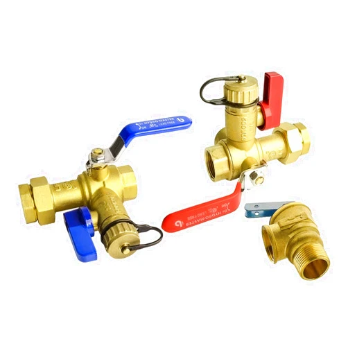HYDRO MASTER Tankless Water Heater Service Valve Kit with Pressure Relief Valve 3/4-Inch IPS Isolator Clean Brass