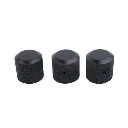 Guyker 3Pcs Brass Potentiometer Control Knobs with 6mm(0.24”) Dia. Shaft Pot - High Grade Knurled Volume Tuning Audio Knob Replacement for Electric Guitar or Precision Bass - CNC Machined(Black)
