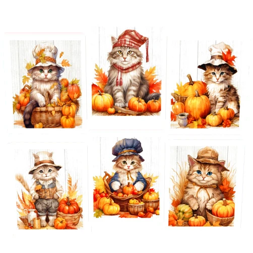 Morigins Swedish Dishcloths for Kitchen,6 Pack Fall Pumpkin Cat Swedish Dish Towels,Cellulose Sponge Cloths,Non Scratch Reusable Paper Towels, Biodegradable and Reusable Kitchen Dish Rags