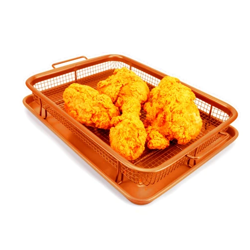 EaZy MealZ Crisping Basket & Tray Set | Air Fry Crisper Basket | Tray & Grease Catcher | Even Cooking | Non-Stick | Healthy Cooking (9.5