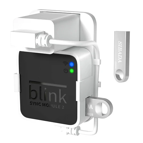 Sibada 256GB USB Flash Drive, Outlet Wall Mount Holder for Blink Sync Module 2 with Short Cable Save Space,Mount Bracket for Blink Outdoor Indoor Security System (Blink Add-On Sync Module 2 is NOT Included)