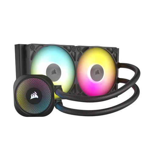 CORSAIR iCUE Link Titan 240 RX RGB Liquid CPU Cooler – 240mm AIO – Low-Noise – FlowDrive Cooling Engine – Intel LGA 1851/1700, AMD AM5/AM4 – 2X RX120 RGB Fans – iCUE Link System Hub Included – Black