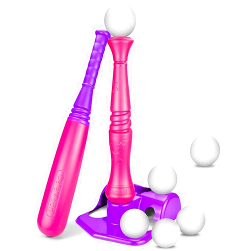 CeleMoon TBall Set for Toddlers 3-5, Baseball Softball Batting Tee Bat Toys Set, 6 Balls Included, for Kids Boys Girls Age 3-8 Years Indoor Outdoor Sport Playing Game, Pink
