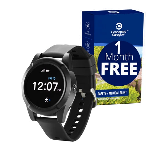 Connected Caregiver Safety+ 4G Medical Alert System for Seniors: Smart Watch, Fall Detection, 24/7 Monitor, WiFi Locate, SOS Button, Small, Lightweight, (Call to Activate)