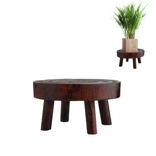 2Krmstr Vintage Wood Plant Stand, Tree Stump Stool Flower Pot Holder (Pot NOT Included), Potted Plant Stand Floor Flower Pot Rack