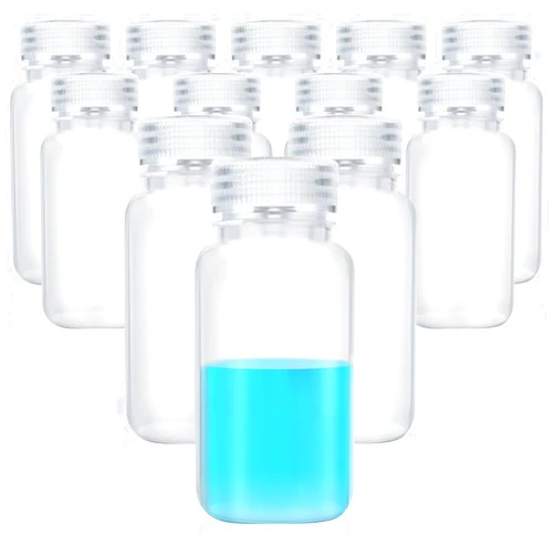 Tatuo 12 Pcs 16oz 500ml Polypropylene Wide Mouth Reagent Bottle Plastic Sample Bottles with Screw Caps Translucent PP Sample Containers with Lid for Liquids, Laboratory, Classroom, or Storage at Home