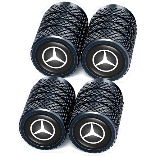 NFSYDTSS Black Car Tire Valve Caps, Auto Valve Stem Caps Compatible with Mercedes Benz CESM CLK GLK GL AB AMG GLS GLE AMG Series, 4PCS Leak-Proof Dust Caps for Car Tyres