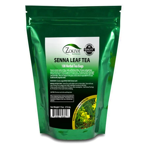 Zokiva Nutritionals Zokiva Senna Tea - 100 Premium 2g Tea Bags for Constipation Relief and Digestive Health | 100% Natural, Herbal Laxative, Cleanser, and Digestive Support Caffeine Free