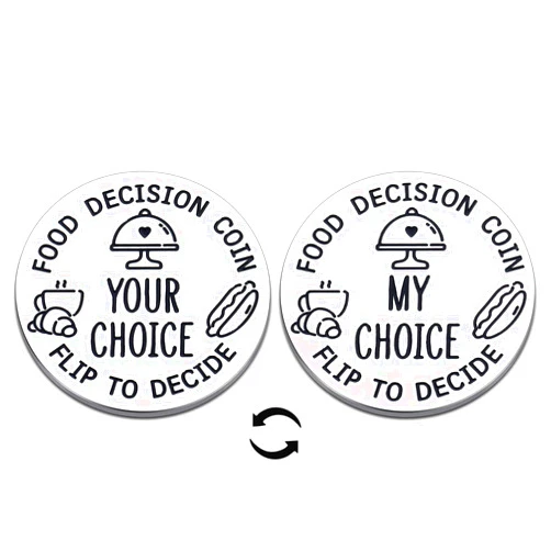 Lucullan Lepole Funny Destiny Flip Coin Gift for Men Women Valentines Day Gifts for Husband Wife Anniversary Birthday Gifts for Boyfriend Girlfriend Food Decision Coin Wedding Couple Gifts for Newlyweds Bride to Be
