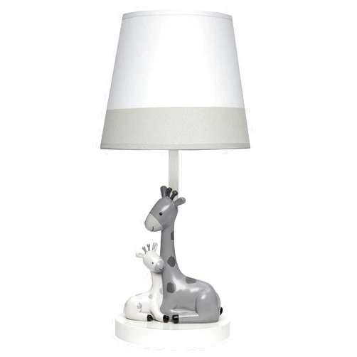 Lambs & Ivy Jungle Friends White/Gray Giraffe Nursery Lamp with Shade & Bulb