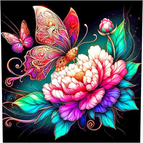 Stalente Diamond Painting Kits for Adults Butterfly, 5D DIY Diamond Art Kits for Beginners Round Full Drill Diamond Painting for Home Wall Decoration Gift 12×12inch, Flower