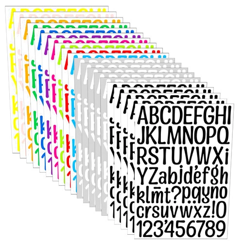 Dvobez 1380Pcs 1.5 Inch Letter Stickers, 20 Sheet Vinyl Letter Stickers Alphabet Stickers, Self-Adhesive Letter Sticker for Class Office Arts Crafts Sign Poster Mailboxes Handbook (1.5In, Mixed Variety)