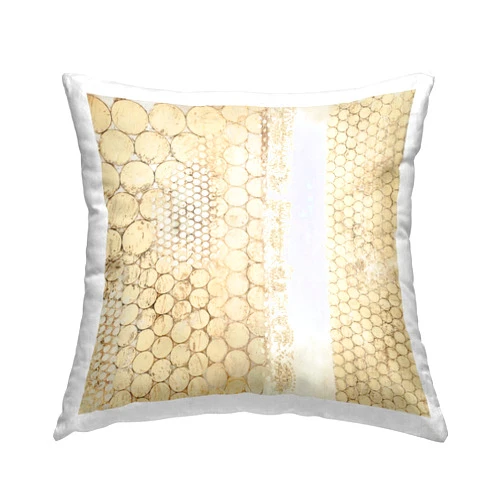 Stupell Industries Patterned Beige Abstract Shapes Design by Laura Van Horne Throw Pillow, 18 x 18