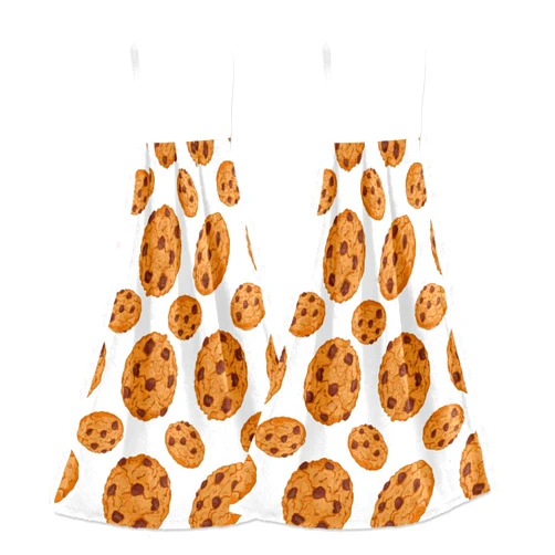 JHKKU Chocolate Chip Cookies Kitchen Towel 2 Pcs Super Soft Hand Towel Absorbent Drying Hanging Tie Towels for Bathroom Farmhouse Tabletop Home Decor