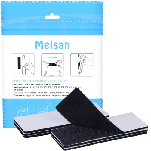 Melsan Industrial Strength Sticky Back Fastener | 2 x 6 Inch 6 Sets | Interlocking Tape Mounting Tape for Carpet, Couch Cushions, Pedal Board - Black