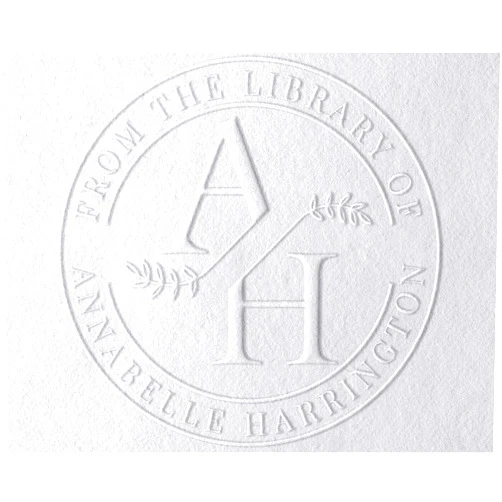 Pickled Stamps from The Library of | Ex Libris | Floral Book Stamp | Personalized Teacher Stamp | Custom Library Stamp | Monogram Self-Inking Wood Handle Stamp (Monogram 1)