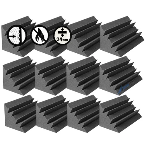 Arrowzoom New 12 Pack of 4.7 in X 4.7 in X 9.4 in Black Soundproofing Insulation Bass Trap Acoustic Wall Foam Padding Studio Foam Tiles AZ1133 (BLACK)
