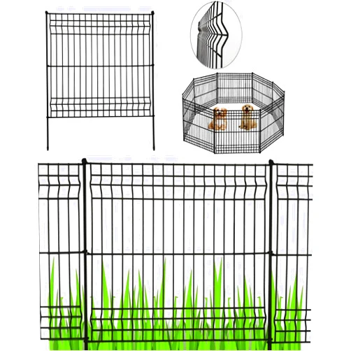 Hopesun No Dig Fence 8 Panels, Total 29 ft (L) x31in (H), Decorative Metal Garden Fence and Gate, Animal Pets Barrier, Outdoor Fencing for Landscape, Rustproof and Fast Installation, Black