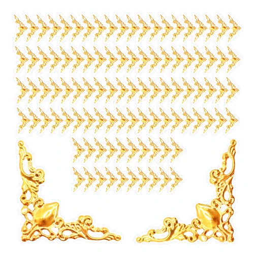 PDETVEO 100PCS Metal Corner Protectors, Vintage Bronze Decorative Edge Guards for Albums, Photo Frames, Books & Jewelry Box, Craft Corner Embellishments（Gold）