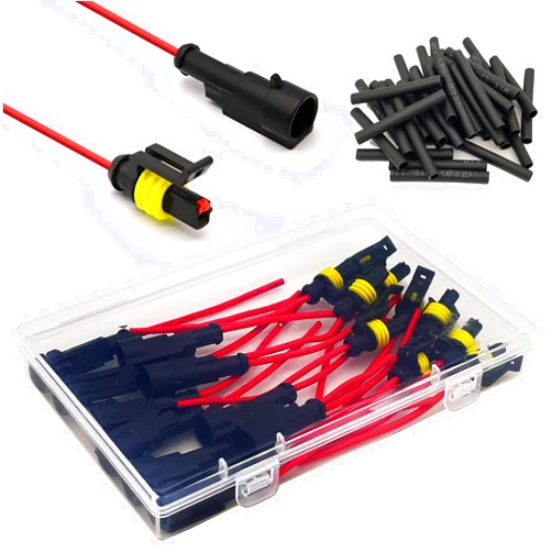 Twippo 10 Kit 16 AWG 1 Pin Connector Car Waterproof Wire Connectors 1 Pin Automotive Electrical Connectors Quick Disconnect 1 Way Wire Terminal Connector Plug and Heat Shrink Tubing Kit
