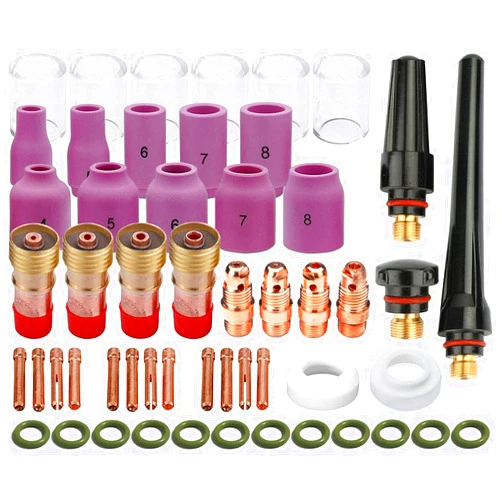 Zinger 53pcs TIG Welding Torch Stubby Gas Lens #10 Glass Cup Kit Accessories for WP-17/18/26 TIG Welding Torch