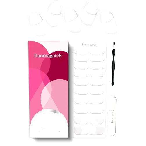 Banmagately Semi Cured Gel Nail Strips, 20Pcs Long Lasting Salon Quality Wraps, Easy Apply & Remove Gel Nail Stickers with UV Light (Silk Tip White)