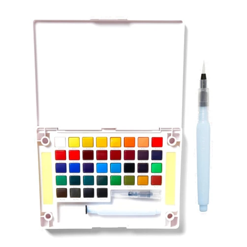 SAKURA Koi Pocket Field Sketch Kit - Watercolor Sets for Painting On the Go - 36 Colors - 1 Water Brush - 1 Sponge - 1 Mixing Palette
