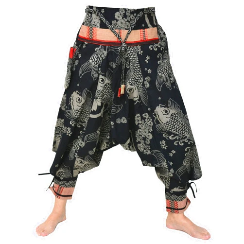 Siamrose Japanese Style Samurai Yoga Ninja Harem Pants Men Women Lounge Trousers, One Size, Elastic Waist