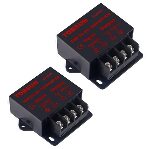 Dweii 2-Pack 12V to 5V Converter, DC 12V 24V to 5V 10A Step Down Converter Adapter DC Voltage Reducer Regulator Power Supplies Transformer Module