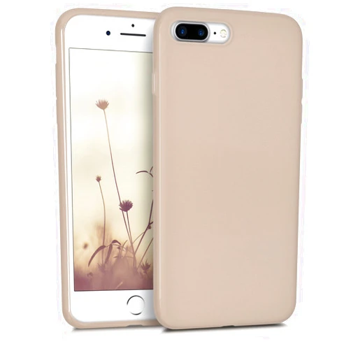 kwmobile Case Compatible with Apple iPhone 7 Plus/iPhone 8 Plus Case - Soft Slim Protective TPU Silicone Cover - Beige Matte