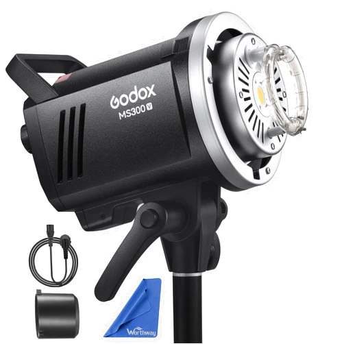 Godox MS300V MS300-V Compact Studio Strobe Flash Light - 300W,GN58 0.1-1.8S Recycle Time,2.4G X System,Bowens Mount LED Modeling Lamp for Photographic Studio Portrait Shooting(MS300 Upgraded Version)