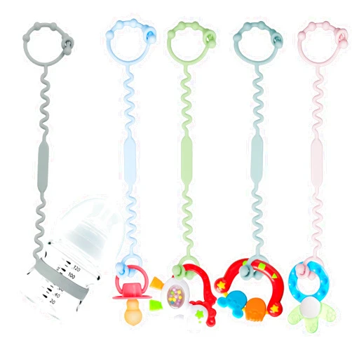 Yunaeduo Toy Straps for Baby, 5 Pack Silicone Toy Straps for Stroller, Toy Safety Straps for Teether Toy, Pacifier, Sippy Cup Straps, Adjustable Toy Holder for Stroller, High Chair - BPA Free