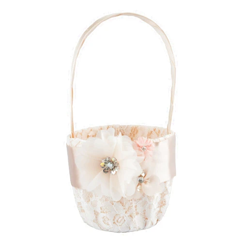 Customoffi Modern Basket – Best for Flower Girl Basket for Any Events – Classic and Elegant Round Basket with Handle