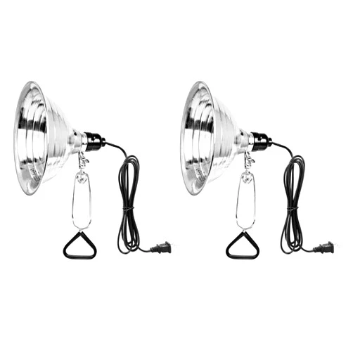Simple Deluxe Clamp Lamp Light with 8.5 Inch Adjustable Aluminum Reflector and 6 Feet Cord, up to 150W E26 Socket (no Bulb Included), Silver and Black, 2 Pack