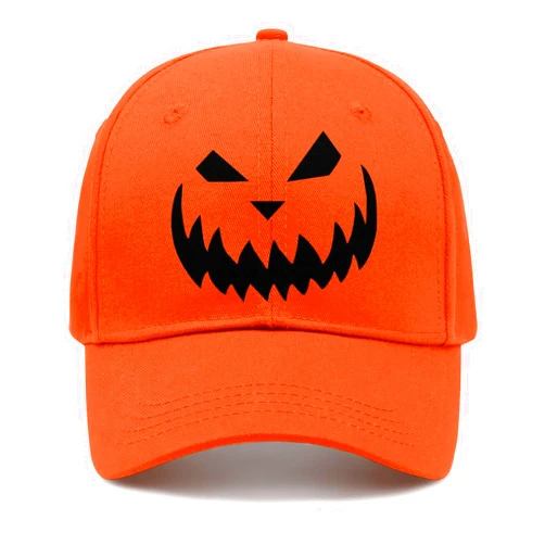 Singwe Halloween Hat Pumpkin Hat Horror Baseball Cap Scary Pumpkin Face Funny Hats Orange for Men Women Embroidered Dad Hat