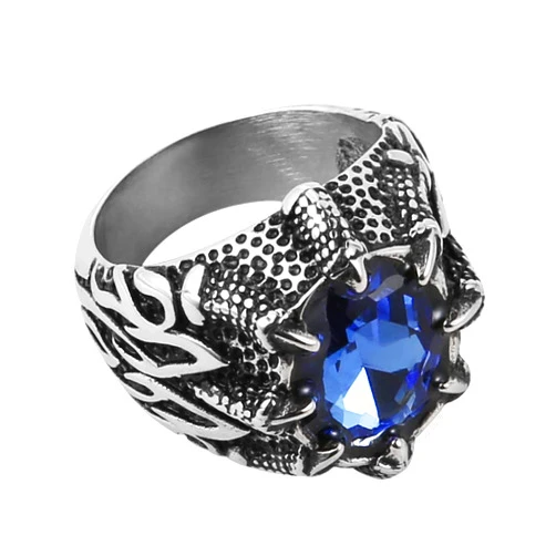 HZMAN Men's Vintage Gothic Biker Dragon Claw Skull Stainless Steel Ring