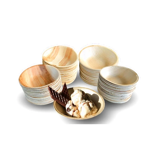 Raj Unique Collection Raj Disposable Palm Leaf Bowls Strong and Reusable Like Bamboo Party Bowls - Decorative Compostable Tableware for Lunch, Dinner, Birthday, Camping, Outdoor, BBQ, Picnic (100 Count, 6.5