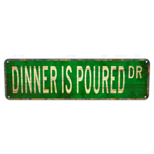 ADHLAE Metal Tin Sign Dinner Is Poured Dr Rerto Tin Sign Vintage Alumium Sign Metal Sign Retro Sign for Home Bar Office Outdoor Wall Decor 4x16Inch