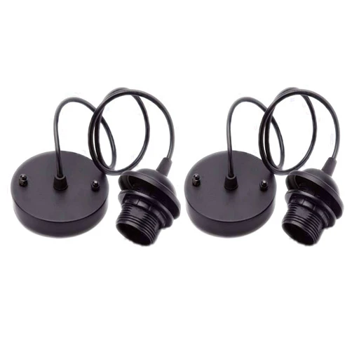 KuLio Ceiling Rose Pendant With Lamp Holder fitting Accessories Kit Set For E26/E27 Screw-type Bulb Light (Pack of 2)