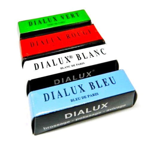 JTS Dialux Jewelry Polishing Compounds 4 Bars Assortment of Rouge Polish Gold and Silver 1 Bar of Each Type Red/Blue/White/Green by JTS